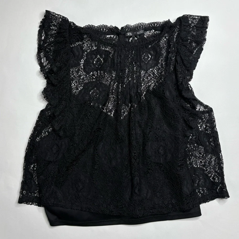 Zara Black Lace Blouse - Picture 1 of 4